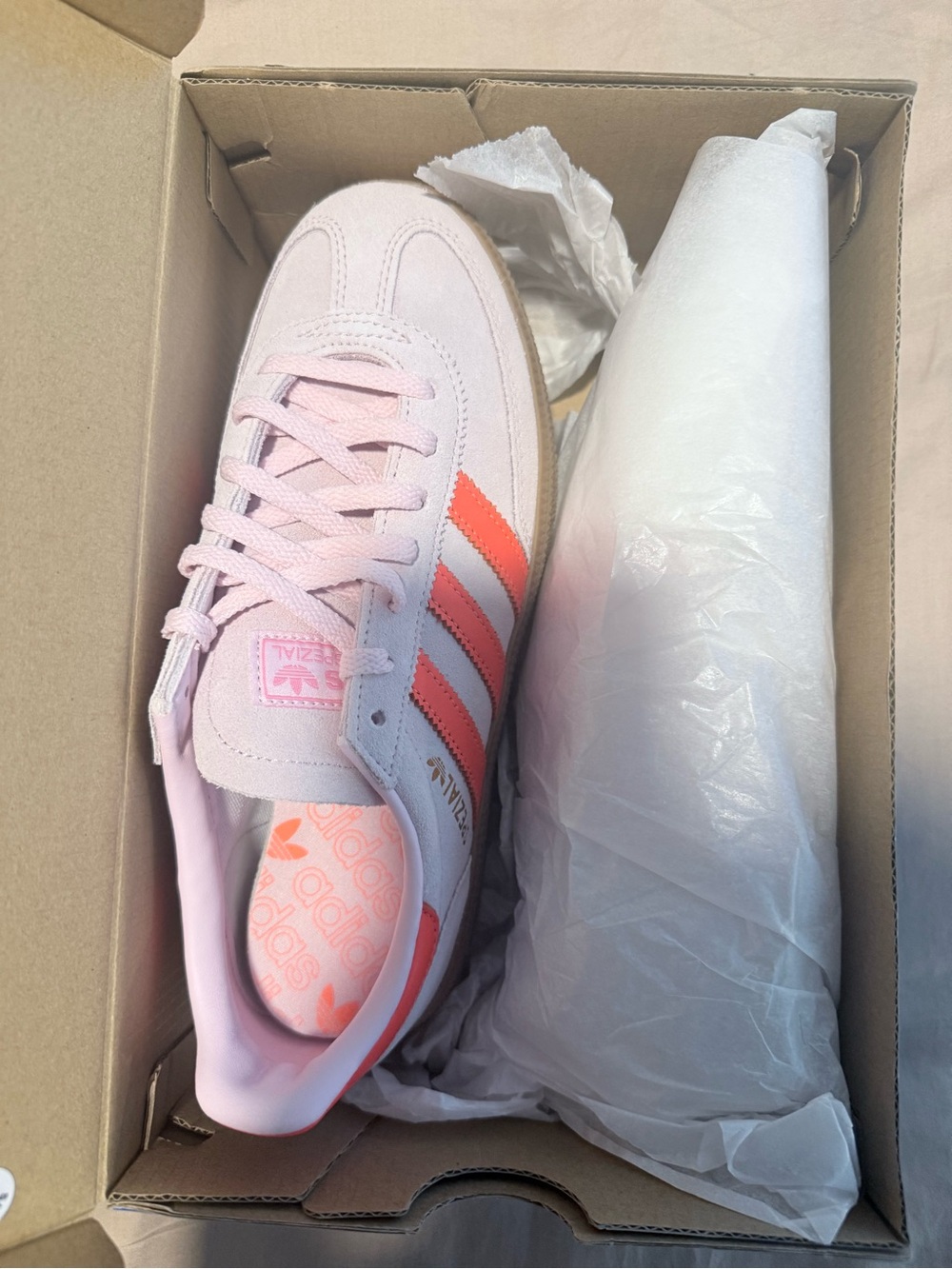 Adidas Women's Pink Campus Sneakers with Coral Stripes